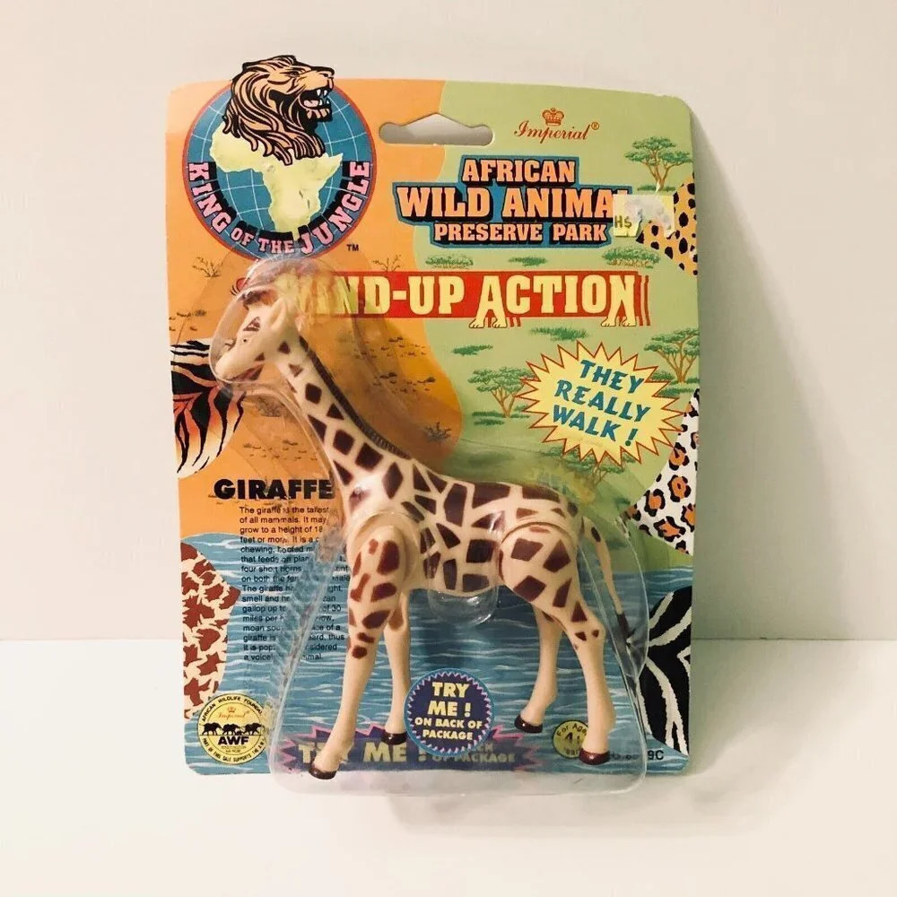 Vtg 1993  Imperial Wild Animal Giraffe Wind Up Action Toy